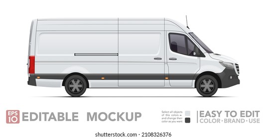 Mofa editable de la camioneta de carga. Una camioneta realista con fondo blanco. Ilustración vectorial. Colección