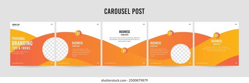 Editable Carousel Post Layout Set, Social Media Marketing microblog template design, tips and tricks post template.