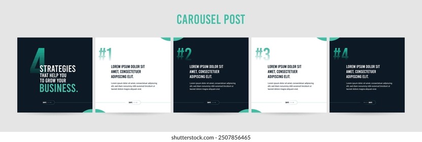 Conjunto de diseño de publicación de carrusel editable, Diseño de Plantilla de microblog de marketing de redes sociales, consejos y trucos Plantilla de publicación