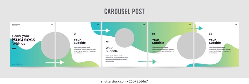 Editable Carousel Post Layout Set, Social Media Marketing microblog template design, tips and tricks post template