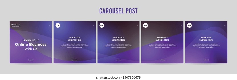 Conjunto de diseño de publicación de carrusel editable, Diseño de Plantilla de microblog de marketing de redes sociales, consejos y trucos Plantilla de publicación