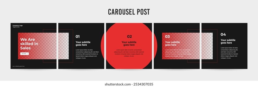 Editable Carousel Post Layout Set, Social Media Marketing microblog template design.