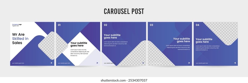 Conjunto de layout de postagem de carrossel editável, design de modelo de microblog Social Media Marketing.