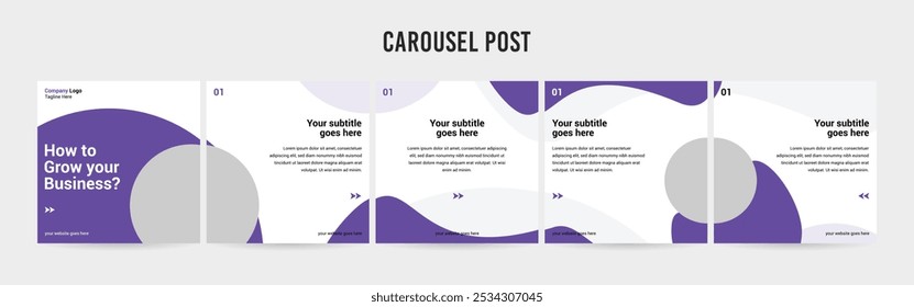 Conjunto de layout de postagem de carrossel editável, design de modelo de microblog Social Media Marketing.