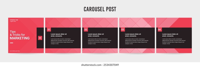 Editable Carousel Post Layout Set, Social Media Marketing microblog template design.
