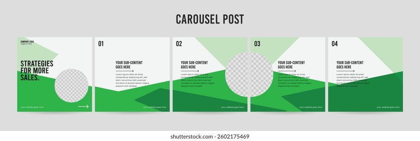 Editable Carousel Post Layout Set, Social Media Marketing microblog template design, tips and tricks post template.