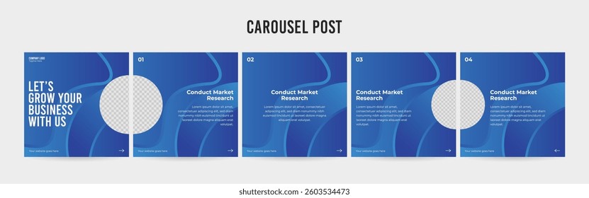 Editable Carousel Post Layout Set, Social Media Marketing microblog template design, tips and tricks post template.