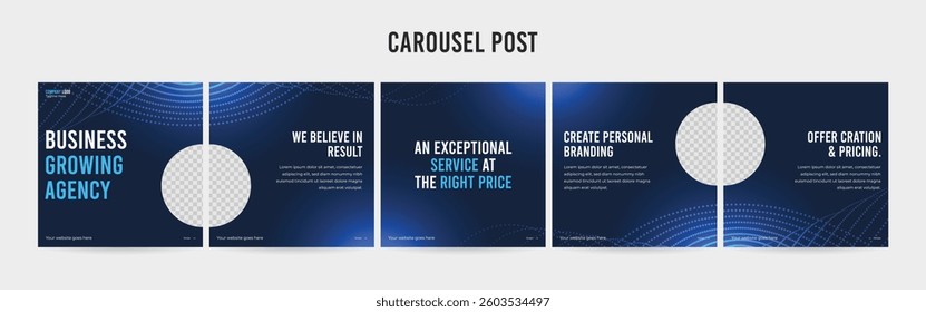 Editable Carousel Post Layout Set, Social Media Marketing microblog template design, tips and tricks post template.