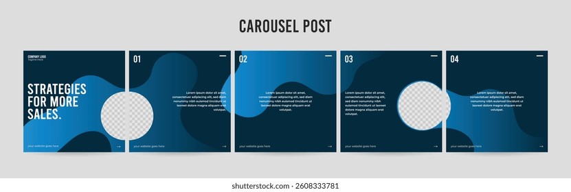 Editable Carousel Post Layout Set, Social Media Marketing microblog template design, tips and tricks post template, eps 10.