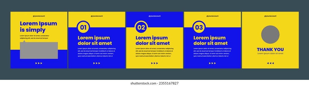 editable carousel slide template for social media posts. blue and yellow color theme social media template