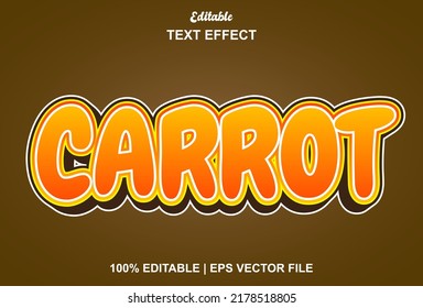 efecto de texto editable zanahoria para niños con color naranja.