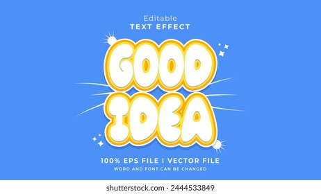 editable cartoon style good idea text effect.typhography logo