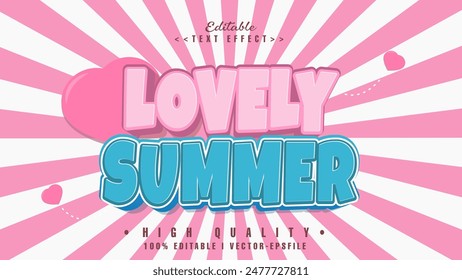 editable cartoon style lovely summer text effect.typhography logo