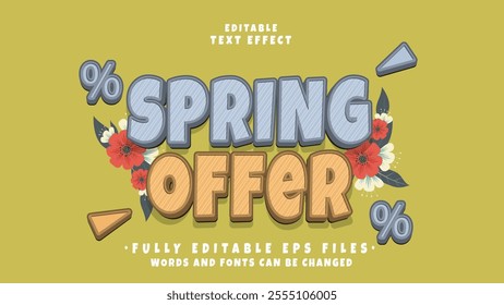 editable cartoon style spring offer text effect.typhography logo