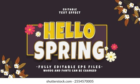 editable cartoon style spring text effect.typhography logo