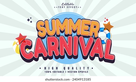 editable cartoon summer carnival text effect.typhography logo