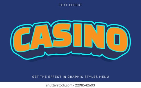 Editable casino text effect in 3d style. Suitable for brand or business logos