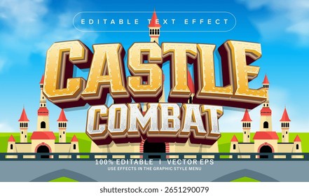 efeito de texto vetorial de combate de castelo editável com design de estilo moderno