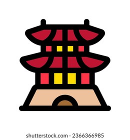 Editable castle, shrine, temple, vector icon. Landmark, monument, asian, building, architecture. Part of a big icon set family. Perfect for web and app interfaces, presentations, infographics, etc