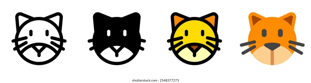 Icono de Vector de cabeza de gato editable. Veterinario, animal, cuidado de mascotas, tienda de mascotas. Parte de una gran familia de iconos. Perfecto para interfaces de negocios, Web y App, presentaciones, infografías, etc