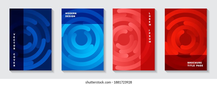 Editable catalog front pages design. Techno banner circles swirl vector backgrounds. Aim goal achievement circles concept. Futuristic publication title pages templates.