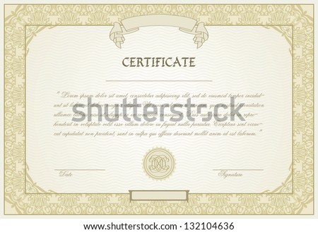 editable certificate template ornamental border modern stock vector