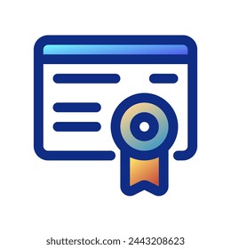 Editable certificate vector icon. Online learning, course, tutorial. Part of a big icon set family. Perfect for web and app interfaces, presentations, infographics, etc