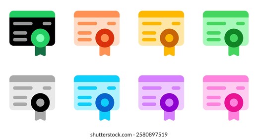 Editable certificate vector icon. Online learning, course, tutorial. Part of a big icon set family. Perfect for web and app interfaces, presentations, infographics, etc