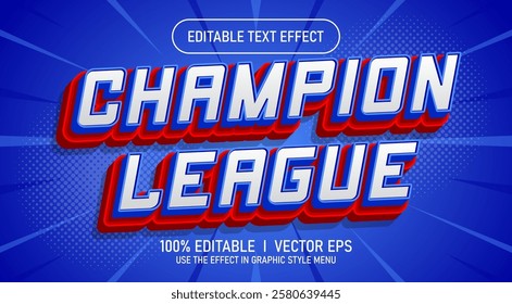 editable champion league vector text effect with modern style design