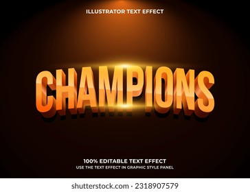 Editable Champions 3D Vector Text Effect