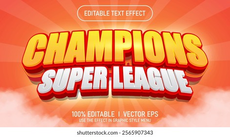 editable champions super league vector text effect with modern style design