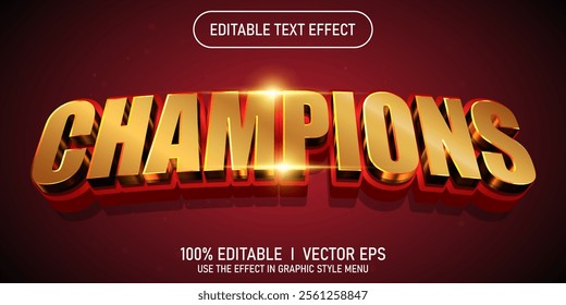 editable champions vector text effect with modern style design