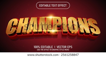 editable champions vector text effect with modern style design