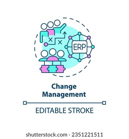 Editable change management icon concept, isolated vector, enterprise resource planning thin line illustration.