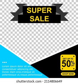 Editable and changeable square shape template, on blue and black background, Perfect for social media posts, promotions and web internet advertising. vector illustration.EPS