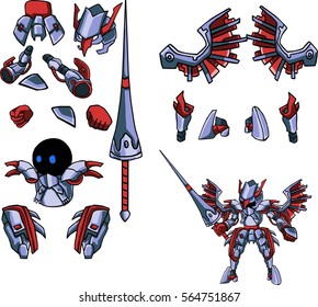 Editable characters: winged knight with pike weapon