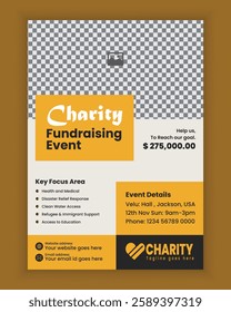 Editable Charity and donation a4-size flyer design Template or fundraiser poster design, old care nursing home advertising poster, leaflet, and handbill template
