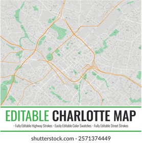 Editable Charlotte, North Carolina Map