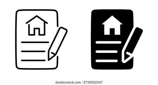 Conjunto de iconos de lista de comprobación editable: documento de inicio en versiones en blanco y negro