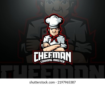 Editable Cheffman Cooking Mascot Logo Template