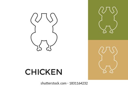 Icono de línea delgada de pollo editable con título. Útil para aplicaciones móviles, sitio web, software y medios impresos.