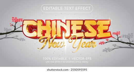 editável chinês novo ano vetor 3d efeito de texto com design de estilo moderno