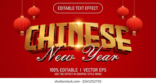 editable chinese new year vector text effect with modern style design