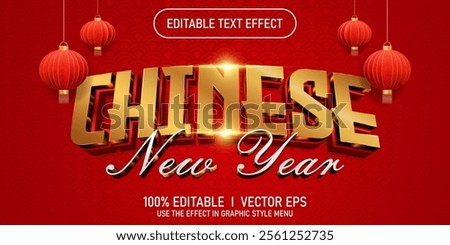 editable chinese new year vector text effect with modern style design