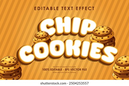 Editable Chip Cookies Text Effect With Illustration of Chip Cookies