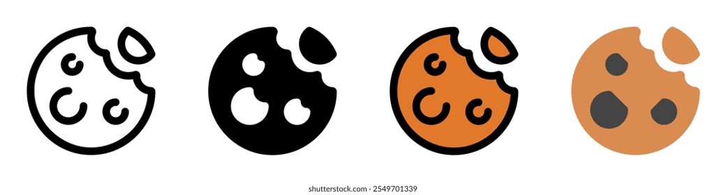 Ícone de vetor de cookie de chip choco editável. Padaria, culinária, comida. Parte de uma grande família de conjuntos de ícones. Perfeito para interfaces web e app, apresentações, infográficos, etc