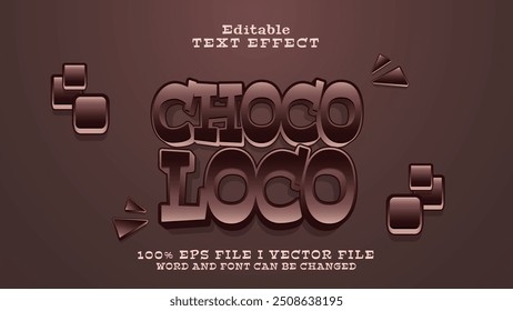 editable choco loco text effect.typhography logo