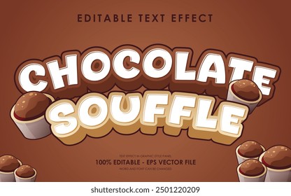 Editable Chocolate Souffle Text Effect with Illustration of Chocolate Souffle