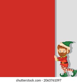 editable christmas card with elf pushing