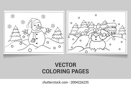 Editable Christmas Coloring Pages or Books for Kids. Activity Book Line Art for Coloring. Vector illustration. Hand drawing cartoon character. Santa Claus with gifts. Christmas illustration.